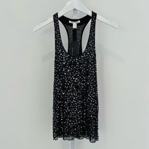 ALICE + OLIVIA BLACK SEQUINS TOP SIZE M NWTS!